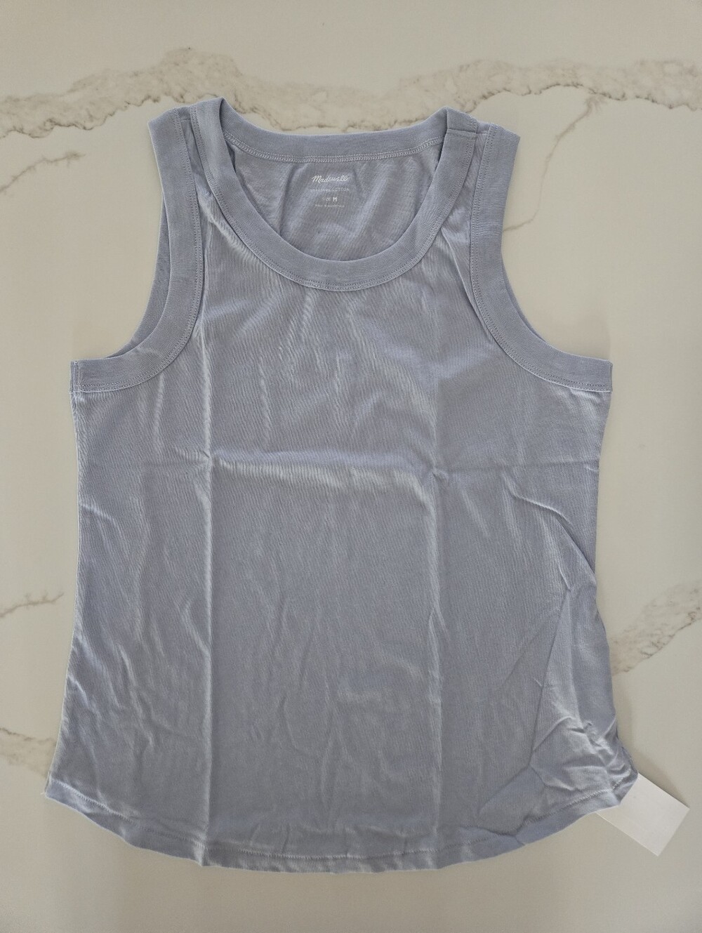 NWT Madewell Softfade Cotton Pale Blue Ribbed Scoop Tank